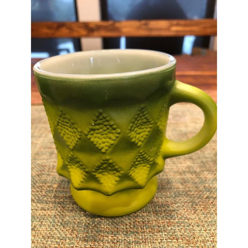 Fire King green yellow